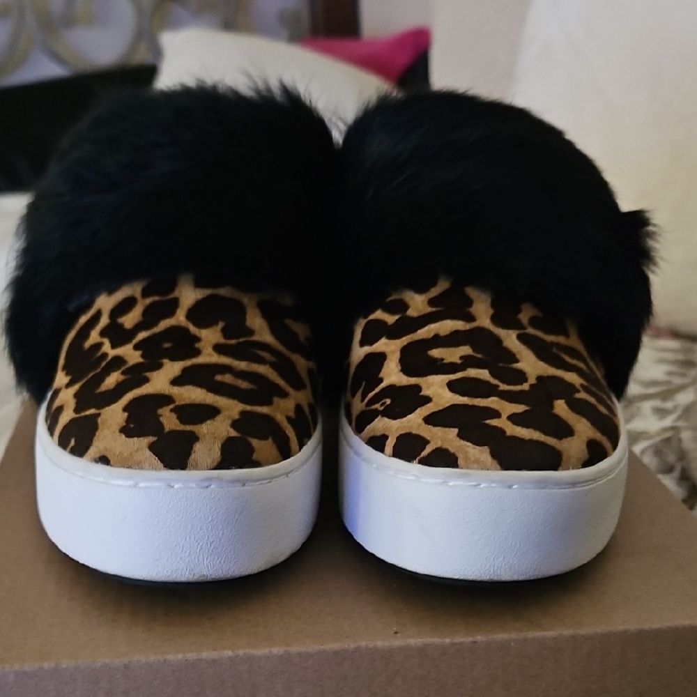 MICHAEL Michael Kors Animal Print Sneakers with Black Fur